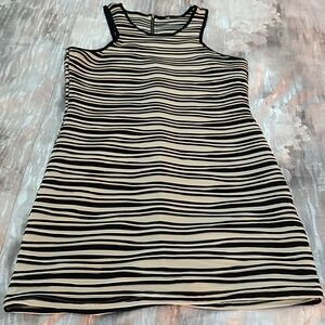 Chic Black and Cream Striped Mini Dress